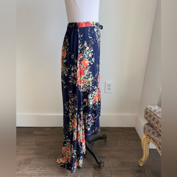 ANTHROPOLOGIE ON THE ROAD BLUE FLORAL HiGH LOW FULL A LINE SKIRT XS - Picture 5 of 9